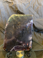 Load image into Gallery viewer, Flourite slab with free Black coated metal stand #4