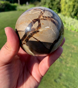 Septarian (Dragon Stone) Big Egg&sphere with heart and mini Sphere set