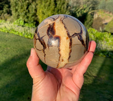 Load image into Gallery viewer, Septarian (Dragon Stone) Big 1.3kg Sphere, 325grams Egg, 175grams Sphere Set