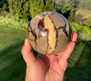 Septarian (Dragon Stone) Big 1.3kg Sphere, 325grams Egg, 175grams Sphere Set