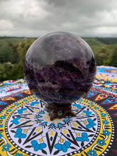 Load image into Gallery viewer, 1.850kg Chevron Amethyst Sphere and stand