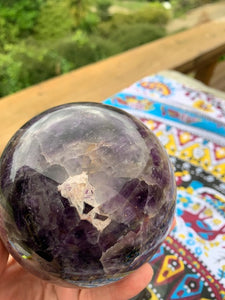 1.475kg Chevorn Amethyst Sphere and stand