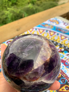 1.475kg Chevorn Amethyst Sphere and stand