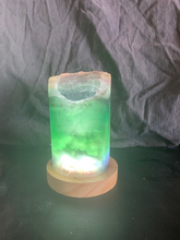 Load image into Gallery viewer, Flourite hollow tube comes with USB LED light base (for lamp light) #1