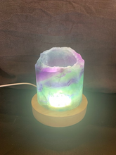 Load image into Gallery viewer, Flourite hollow tube comes with USB LED light base (for light lamp) med #9