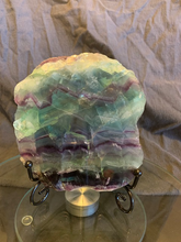 Load image into Gallery viewer, Flourite Slab with free black metal stand #1